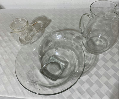 Glass Bowl and 2 Pitchers - Image 1 of 6