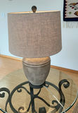 3 Glass & Black Metal Tables, 2 Composition table lamps w/linen shades - thumbnail 5 of 7