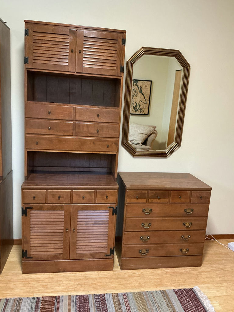 Vintage Ethan Allen Heirloom Tall Cabinet, Dresser, and Framed Wall Mirror - image 1 of 5
