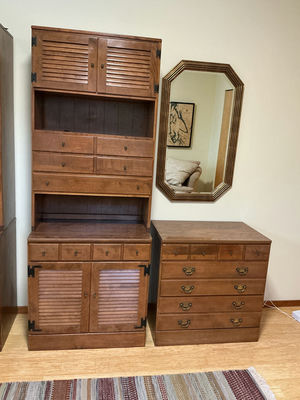 Vintage Ethan Allen Heirloom Tall Cabinet, Dresser, and Framed Wall Mirror - Image 1 of 5