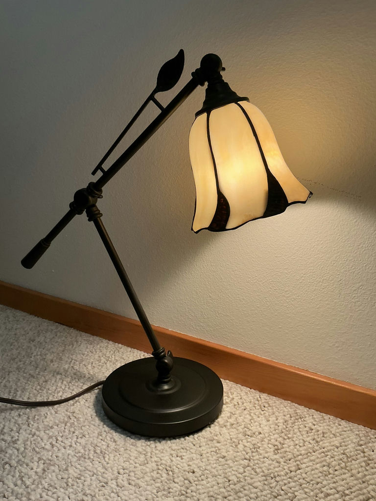 Pair of Adjustable Table Lamps with Stained Glass Shades - image 2 of 3