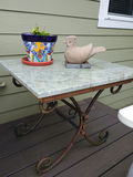 Marble topped side table, plant and decor - thumbnail 1 of 5
