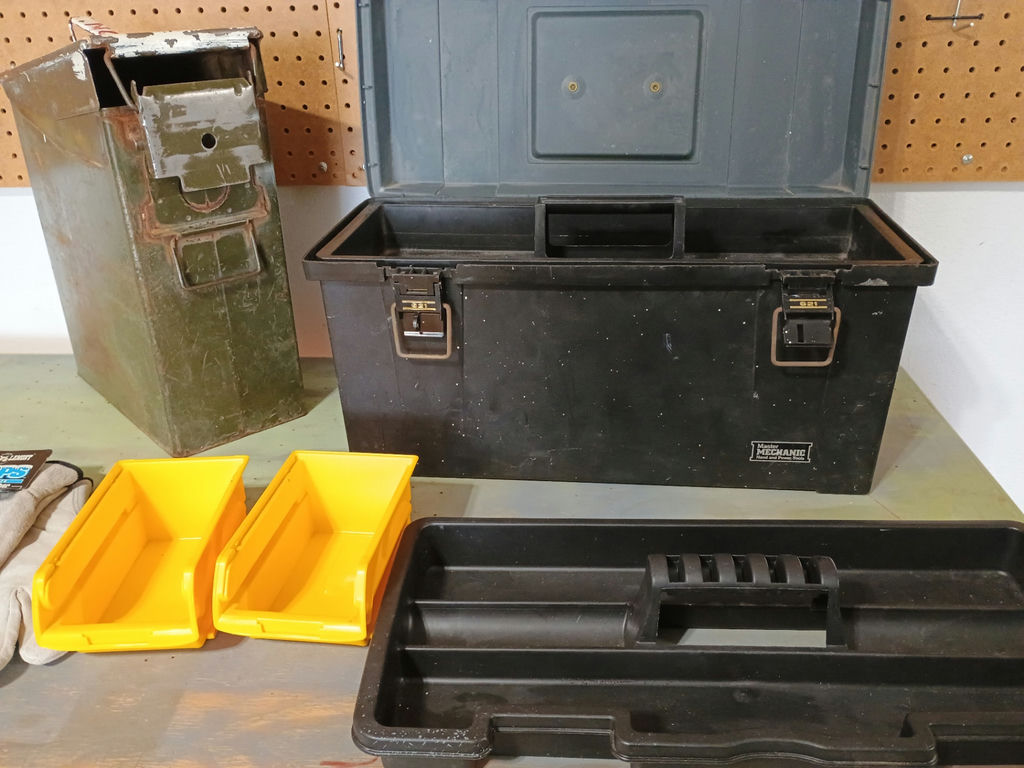 Assorted workshop storage containers and gloves - image 3 of 6