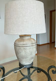3 Glass & Black Metal Tables, 2 Composition table lamps w/linen shades - thumbnail 2 of 7