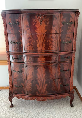 Magnificent Flame Mahogany Louis XV Tall Dresser - Image 1 of 6