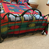 Queen Rod Iron Metal Bed Frame, Mattress/box Spring with Quilt and Pillows - thumbnail 3 of 11