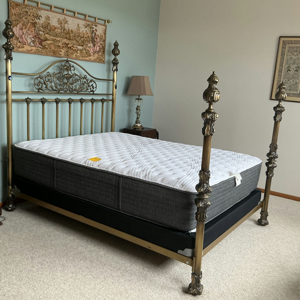 Queen Decorative Metal Bed Frame with Beauty Rest Mattress - image 1 of 6