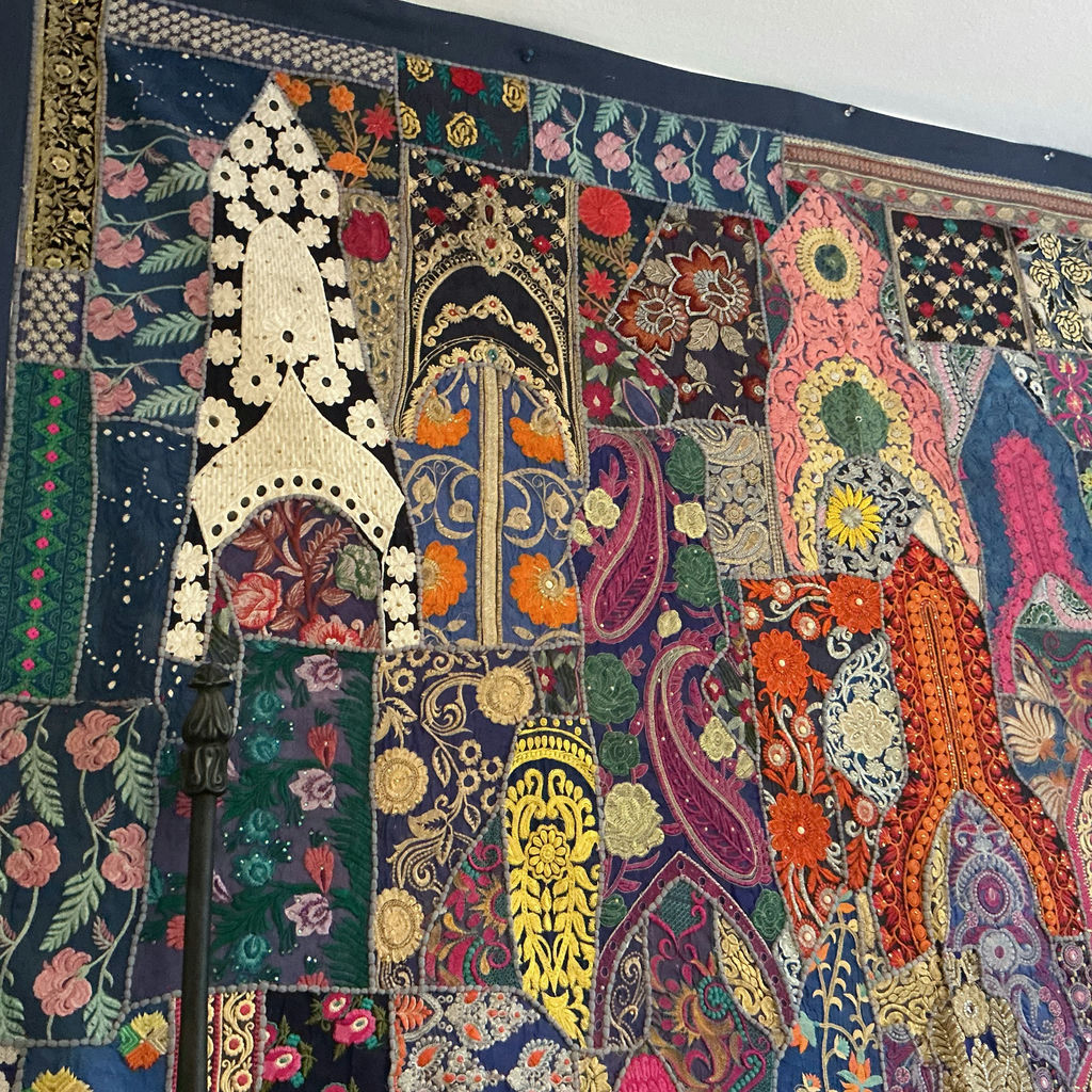 Embroidered Patchwork Fabric Tapestry - image 3 of 5