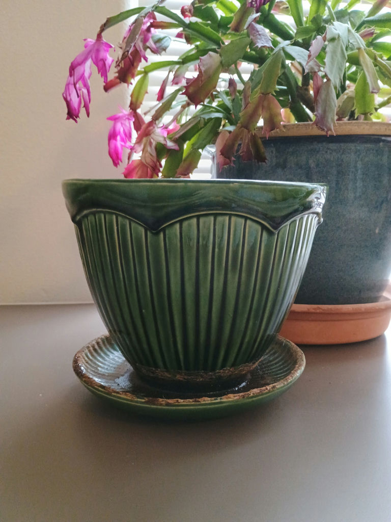 Small Christmas Cactuc & Orchid, Vintage Ceramic Pots - image 2 of 6