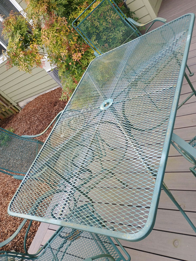 Green metal outdoor dining set - image 6 of 6