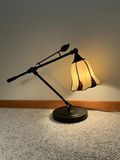 Pair of Adjustable Table Lamps with Stained Glass Shades - thumbnail 3 of 3