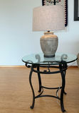 3 Glass & Black Metal Tables, 2 Composition table lamps w/linen shades - thumbnail 4 of 7