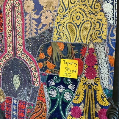 Embroidered Patchwork Fabric Tapestry - Image 1 of 5