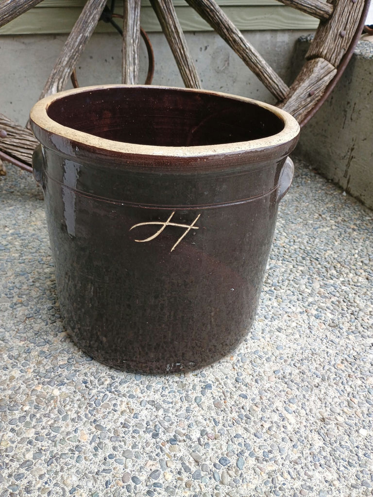 Brown ceramic crock - image 1 of 3