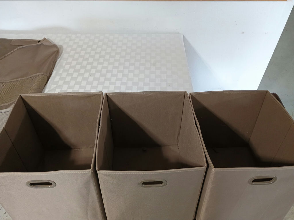 Metal framed storage rack with fabric bins - image 3 of 4