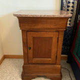 Two Wooden Nightstands with Marble Tops - thumbnail 1 of 5