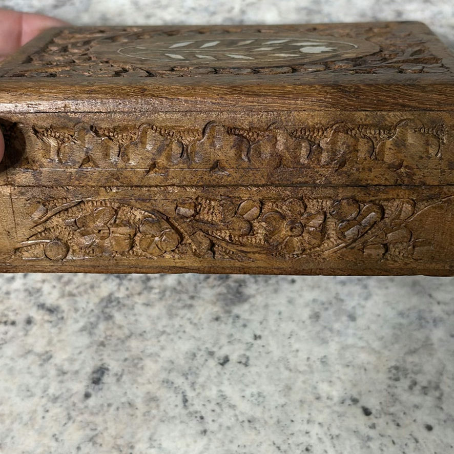 Wooden Carved Box W Jewelry - image 2 of 13