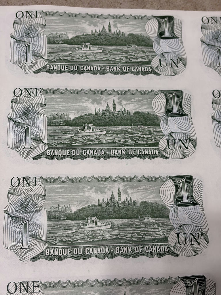 1973 Bank of Canada $1 Uncut Sheet of 40 Notes - BFK Prefix - AU/XF - image 27 of 30