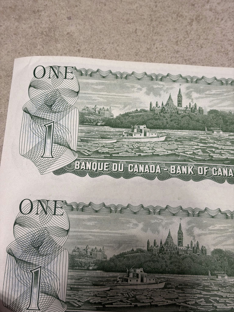 1973 Bank of Canada $1 Uncut Sheet of 40 Notes - BFK Prefix - AU/XF - image 19 of 30