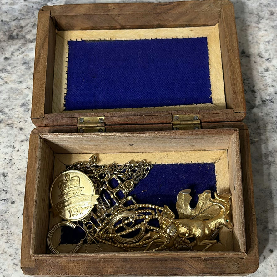 Wooden Carved Box W Jewelry - image 5 of 13