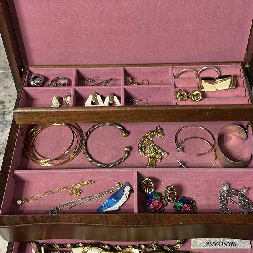 Wooden Jewelry Box With Jewelry - image 3 of 16