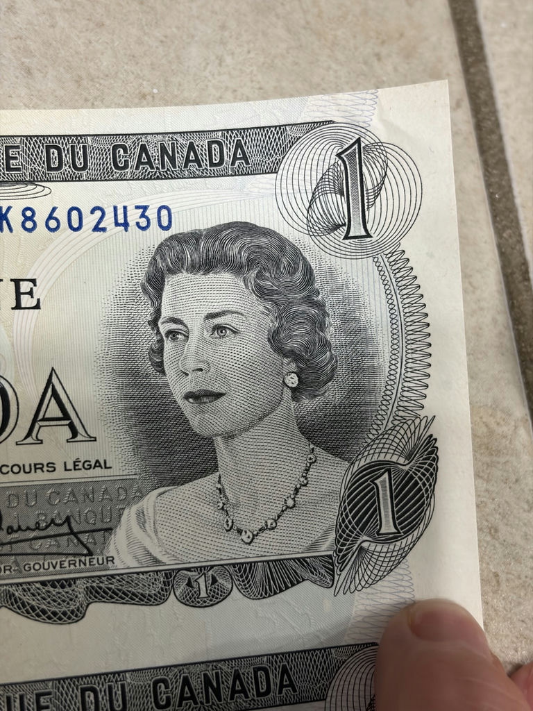1973 Bank of Canada $1 Uncut Sheet of 40 Notes - BFK Prefix - AU/XF - image 13 of 30