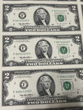 Uncut Sheet of 32 US $2 Two-Dollar Bills - Series 1995 Federal Reserve Notes - Uncirculated - thumbnail 10 of 28