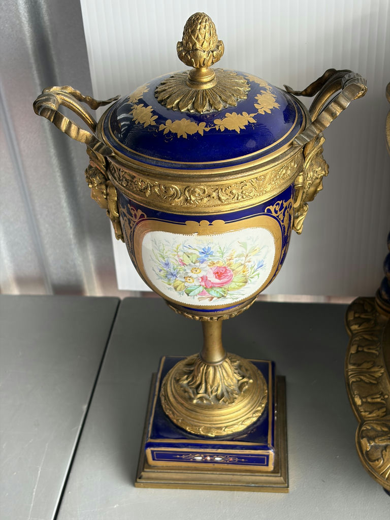 19th Century French Sevres Style Clock Garniture Set - image 2 of 28