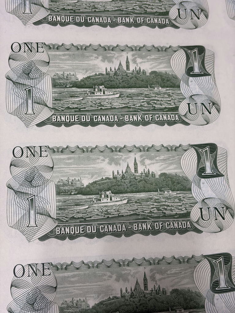1973 Bank of Canada $1 Uncut Sheet of 40 Notes - BFK Prefix - AU/XF - image 25 of 30