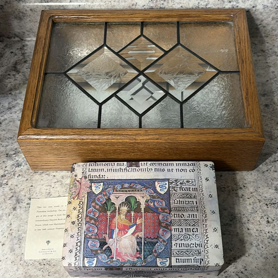 Art Glass Design Box And Box From Italy W Jewelry - image 1 of 19
