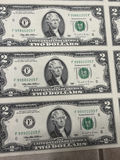 Uncut Sheet of 32 US $2 Two-Dollar Bills - Series 1995 Federal Reserve Notes - Uncirculated - thumbnail 11 of 28