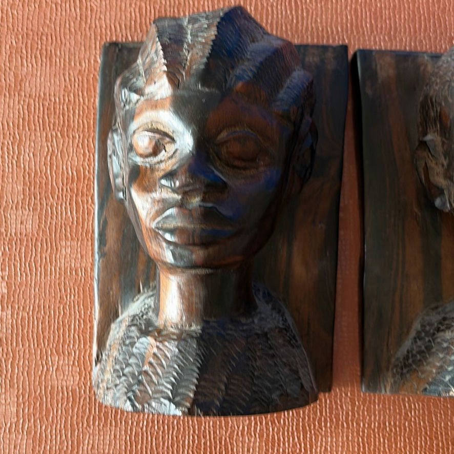 Pair Of African Tribal Wooden Bookends - image 4 of 7