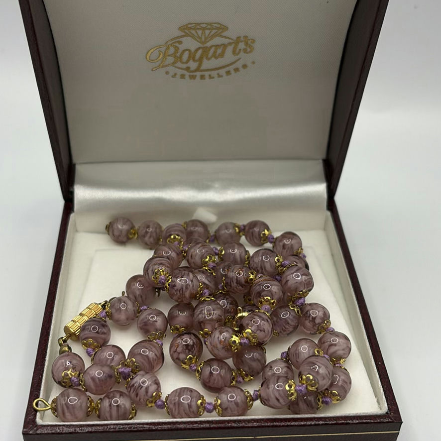 Murano Glass Pink Clouds With Gold Foil Jewelry Set - image 2 of 8