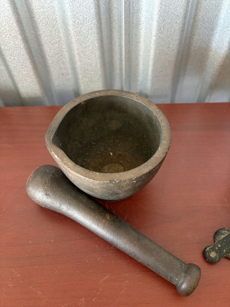 Glass Bull, Metal Cannon And Mortar And Pestle - image 9 of 16