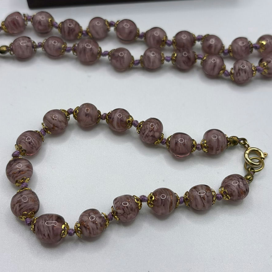 Murano Glass Pink Clouds With Gold Foil Jewelry Set - image 4 of 8