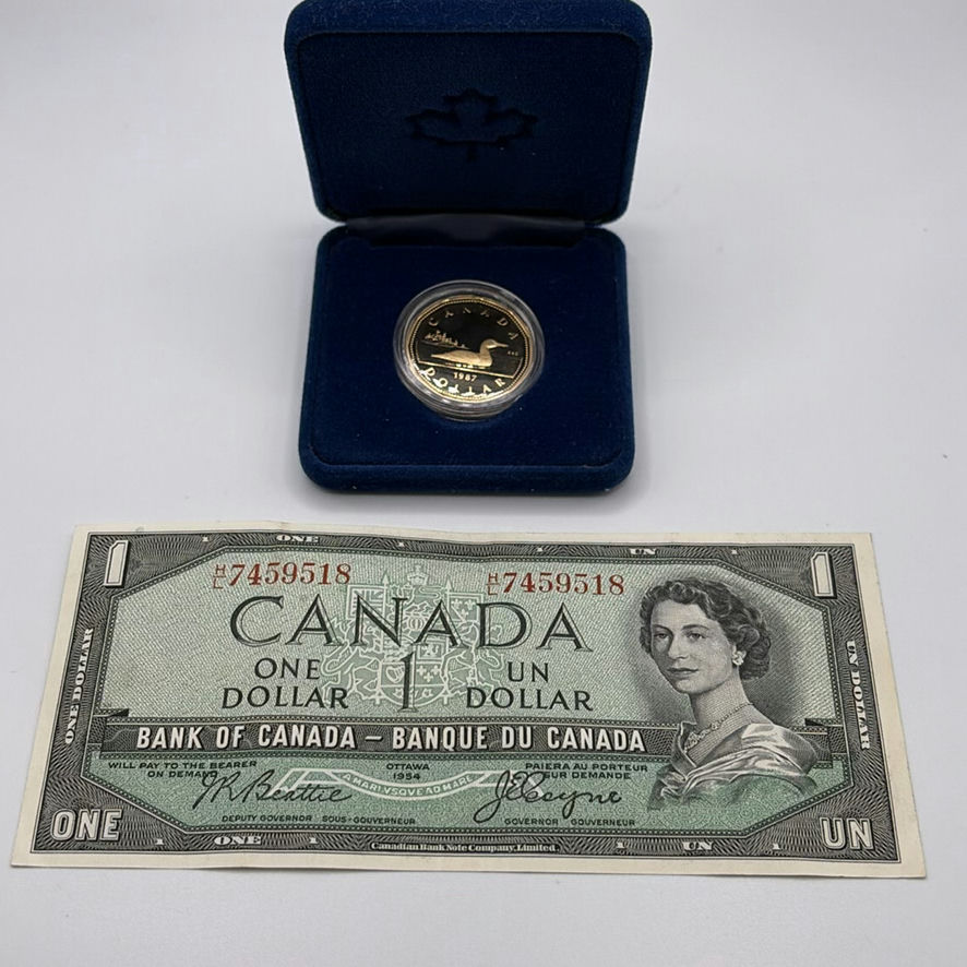 $1 1954 Devil’s Head Bill And Loonie Coin - image 1 of 12