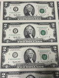 Uncut Sheet of 32 US $2 Two-Dollar Bills - Series 1995 Federal Reserve Notes - Uncirculated - thumbnail 7 of 28