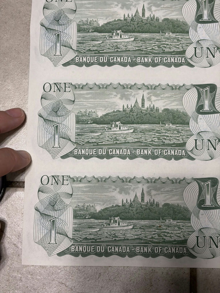 1973 Bank of Canada $1 Uncut Sheet of 40 Notes - BFK Prefix - AU/XF - image 21 of 30