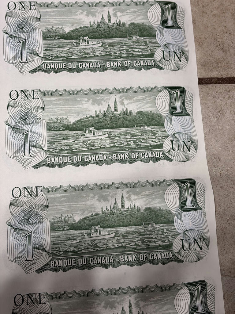 1973 Bank of Canada $1 Uncut Sheet of 40 Notes - BFK Prefix - AU/XF - image 29 of 30