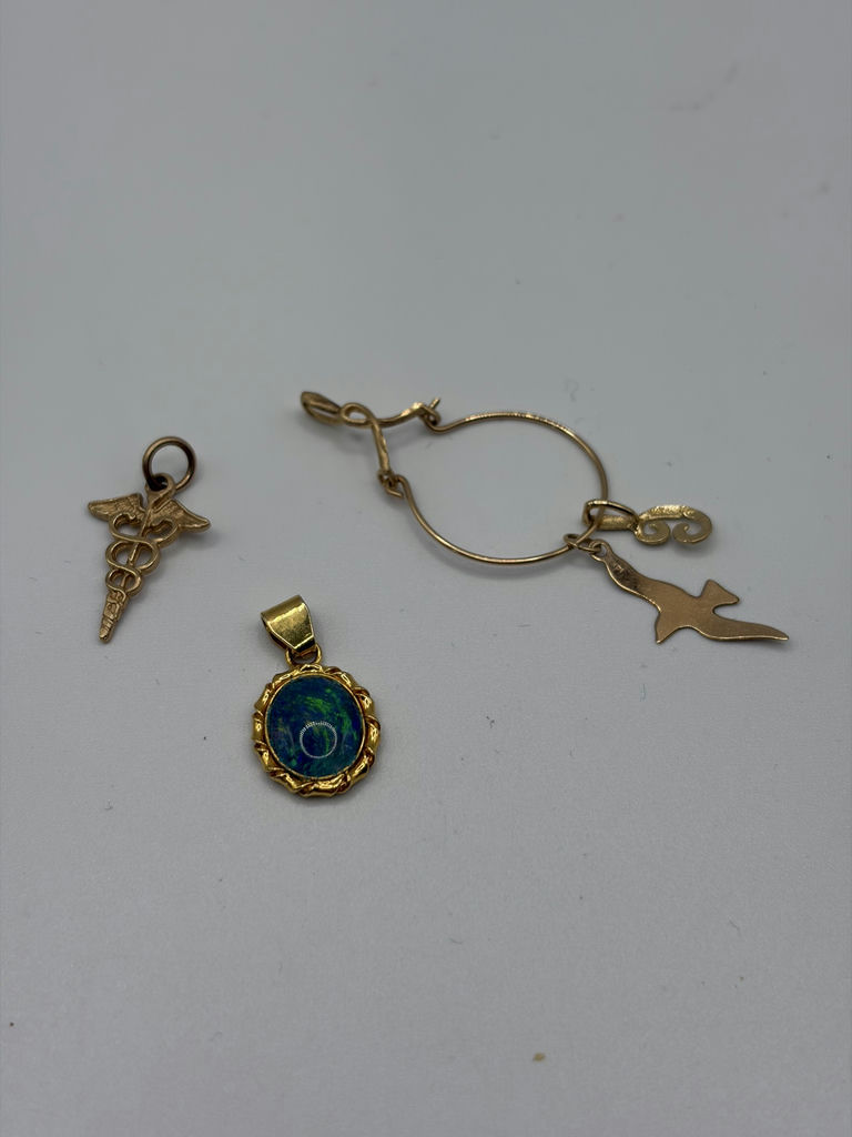 14k Gold Charms On Pendant And Black Opal Pendant - image 1 of 9