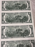 Uncut Sheet of 32 US $2 Two-Dollar Bills - Series 1995 Federal Reserve Notes - Uncirculated - thumbnail 23 of 28