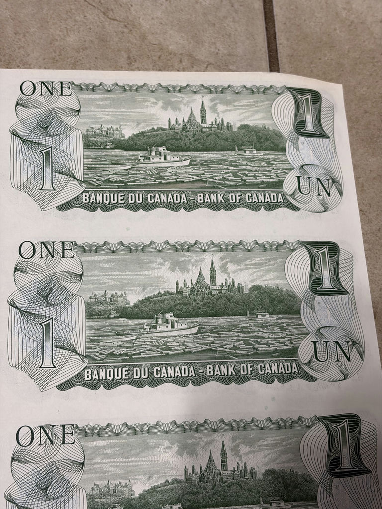 1973 Bank of Canada $1 Uncut Sheet of 40 Notes - BFK Prefix - AU/XF - image 28 of 30