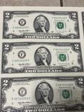 Uncut Sheet of 32 US $2 Two-Dollar Bills - Series 1995 Federal Reserve Notes - Uncirculated - thumbnail 9 of 28