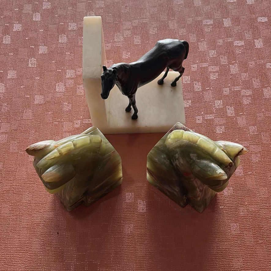 Vintage Pair Of Onyx Horse Bookends - image 1 of 17
