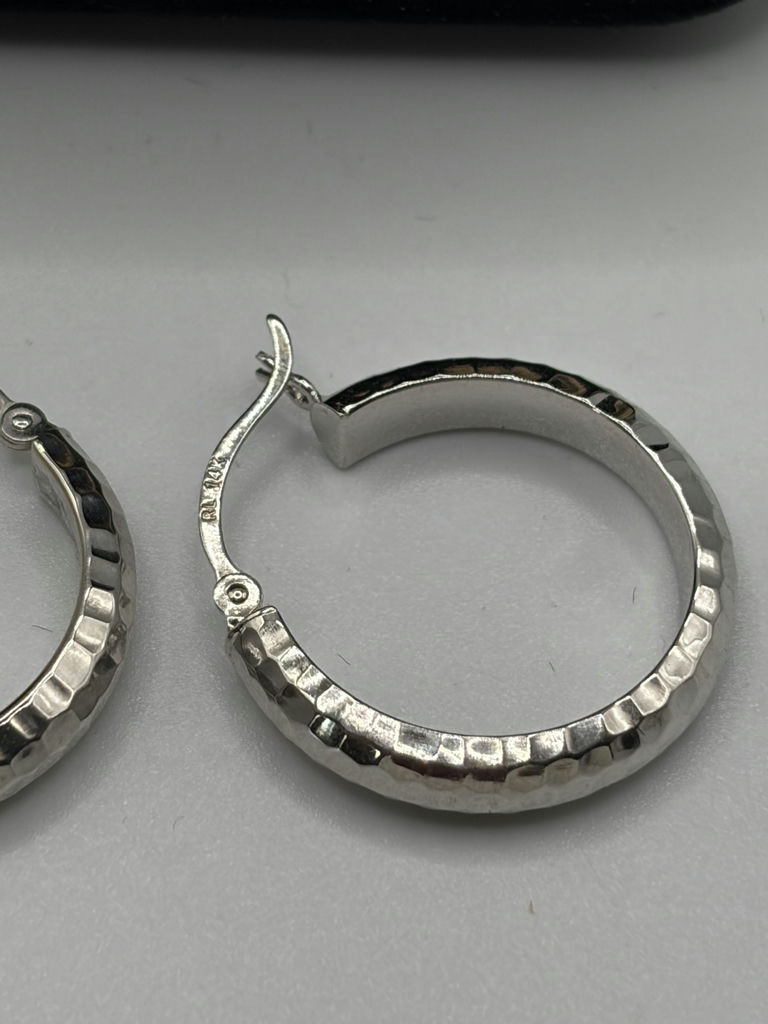 14k White Gold Hoop Earrings - image 2 of 6