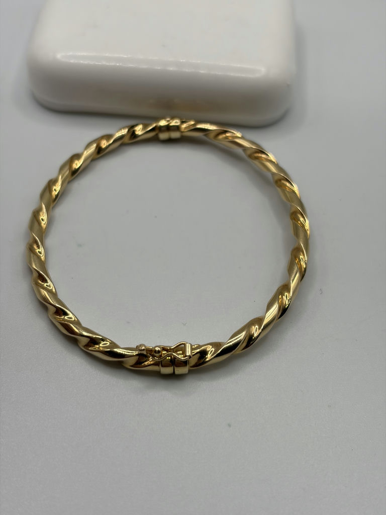 14k Yellow Gold Twisted Bangle Bracelet - image 2 of 8