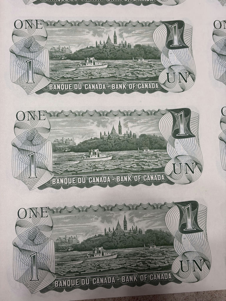 1973 Bank of Canada $1 Uncut Sheet of 40 Notes - BFK Prefix - AU/XF - image 22 of 30