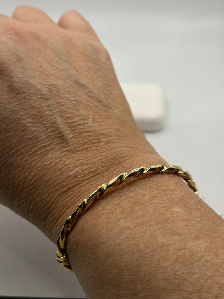 14k Yellow Gold Twisted Bangle Bracelet - image 6 of 8