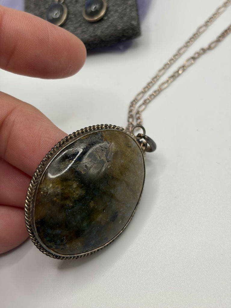Labradorite Pendant And Earrings - image 1 of 8