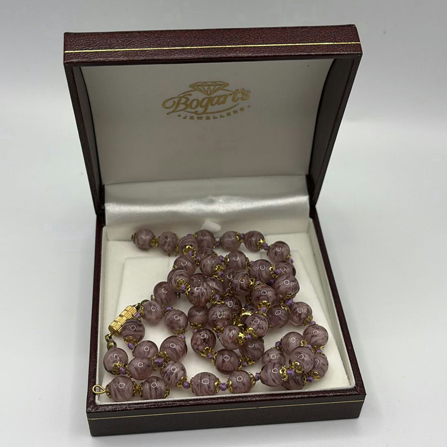 Murano Glass Pink Clouds With Gold Foil Jewelry Set - image 1 of 8